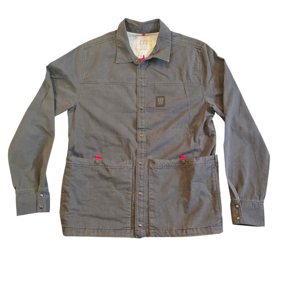 Topo Designs Mens Chore Coat Charcoal Gray Cotton Nylon Snap Front Jacket Size M